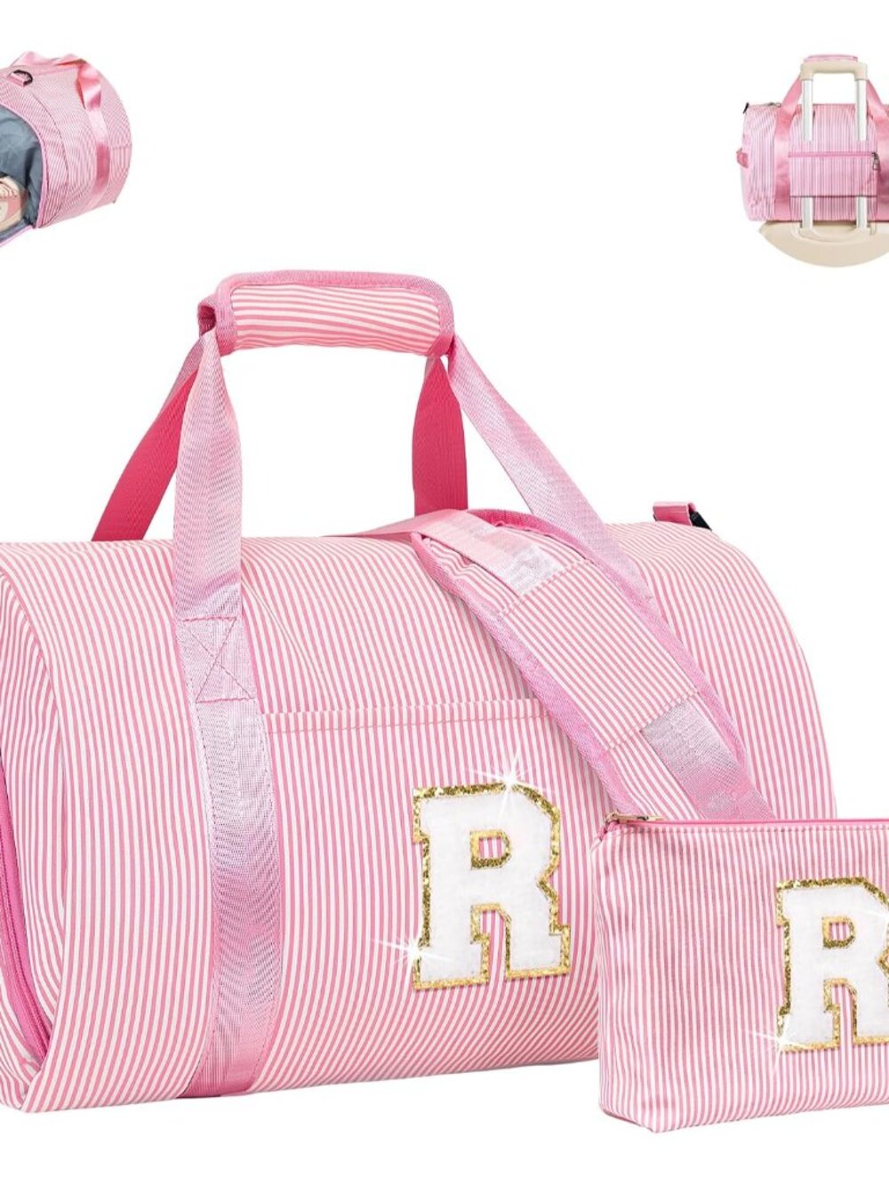 Gift for Grandkids, Girls Travel Duffle Bag, Initial Overnight Bag